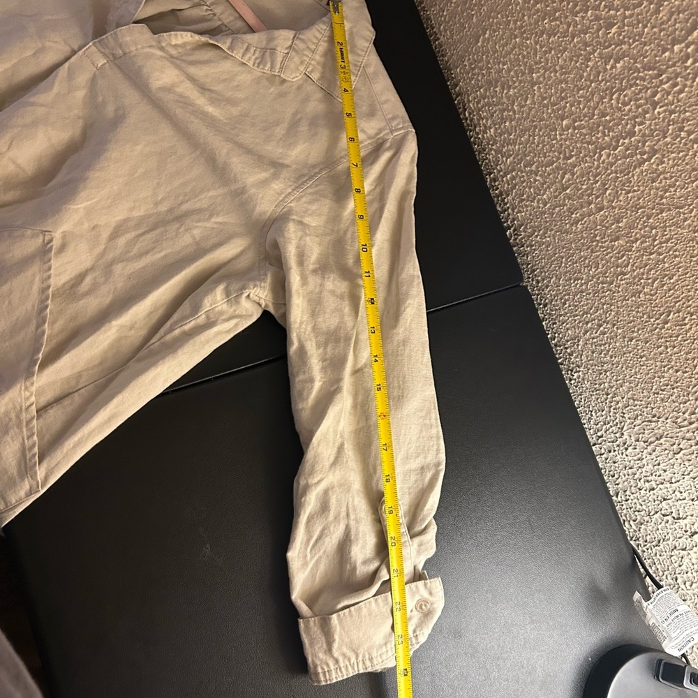 For Cynthia Linen Cotton Women’s Button Down 3/4 Sleeve Size L Boho Indie Tunic - Picture 6 of 15